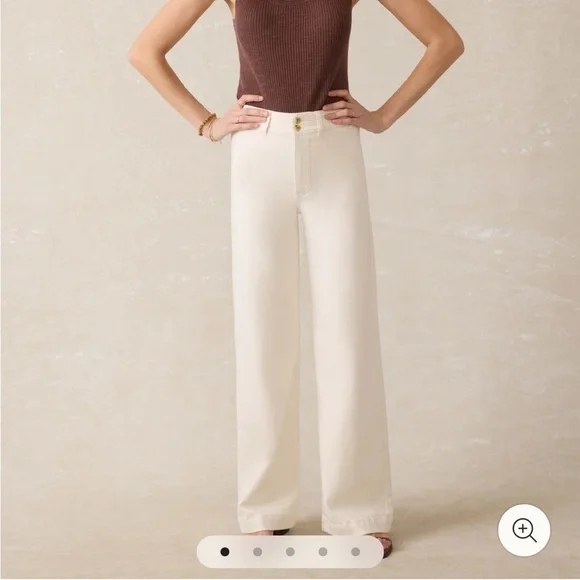 Faherty Stretch Terry Harbor Pant - Egret Wide Leg Pants 26